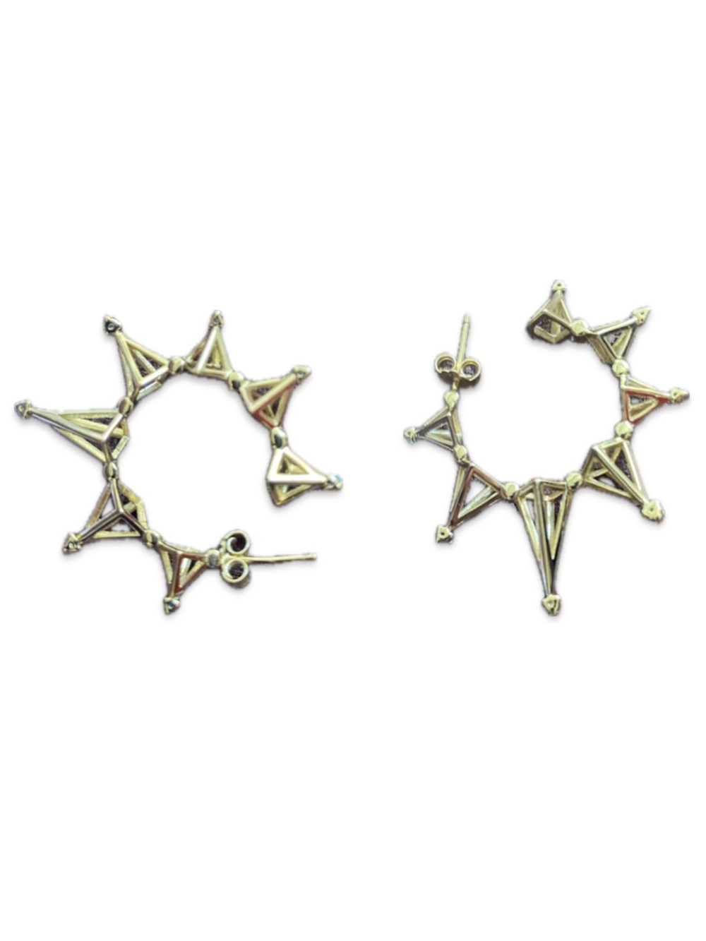 Geometric Gold Tone Hoop Earrings Abstract Triangle Hoop Earrings